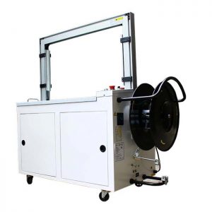 Flejadora automática AUTOMA con arco y bobina de fleje bajo la mesa