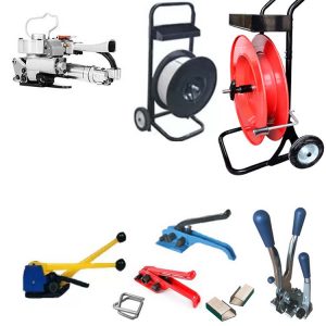 Kit de flejado profesional a batería TES PRO 12-16mm, 2x batería, cargador, fleje PET, carro